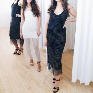 NWT HAUTE HIPPIE BLACK RHINESTONE MESH EMBELLISHED DRESS